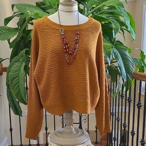 NEW Womens Oversized Sweater Love Change Italy Brown Mustard Designer Button M-L